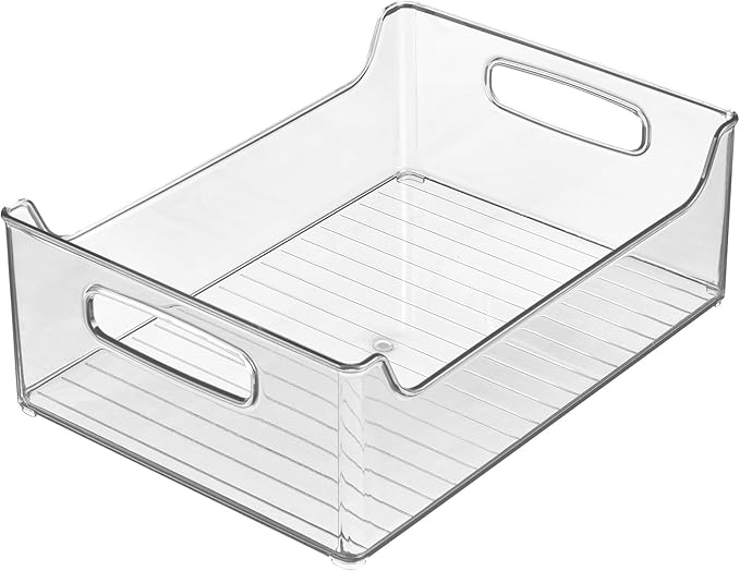 iDesign Stackable Storage Bin with Handles for Pantry or Fridge, Clear, Made in USA