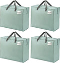 VENO 4 Pack Moving Bags, Christmas Storage Containers, Storage Totes, Zipper On Top, Sturdy, Storage Bags for Camping, Clothes, Bedding, Comforters, Pillows (22 Gallon Light Green, 4 Pack)