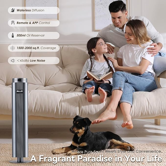 Mxmoonant Scent Air Machine for Home with Remote, Smart Essential Oil Diffuser, No Water Needed, 3M Control & Timer for Bedroom/Office/Spa