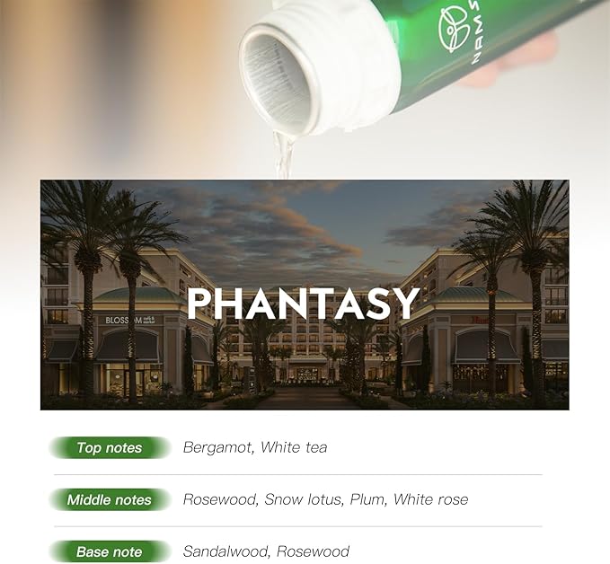 Diffuser Essential Oil - Phantasy - Luxury Bergamot & White Tea Blend, 3.38 Fl Oz Long-Lasting Sandalwood Scent with Floral Woody Notes, Hotel Inspired Fragrance Oil for Home Serenity