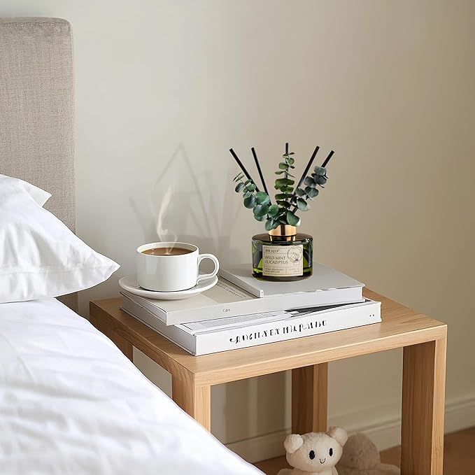 Airkeep Reed Diffuser Set with 6.76 fl oz Wild Mint & Eucalyptus Scent Essential Oils and 3 Leaves & 8 Diffuser Sticks,Bathroom Shelf Decor & Air Freshener, House Bedroom Office Decor & Gifts