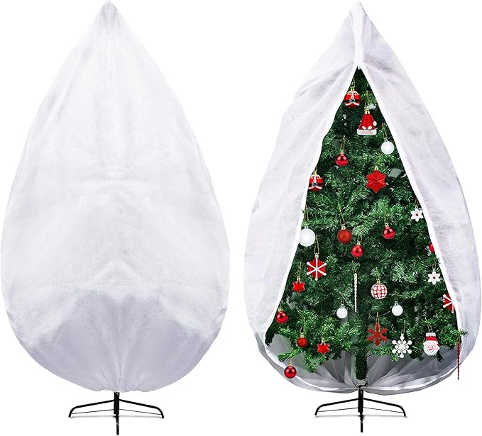 ONESING Upright Christmas Tree Storage Bag, Christmas Tree Cover with Zipper and Adjustabel Straps, 9FT x 6FT Tear Resistant Tree Bags for Storage Under 7.5Ft Assembled Trees-White