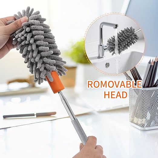 TIMIVO Mini Duster for Cleaning, 360° Bendable Hand Dusters with Extension Pole, Washable Small Duster for Car Interior, Office, Furniture