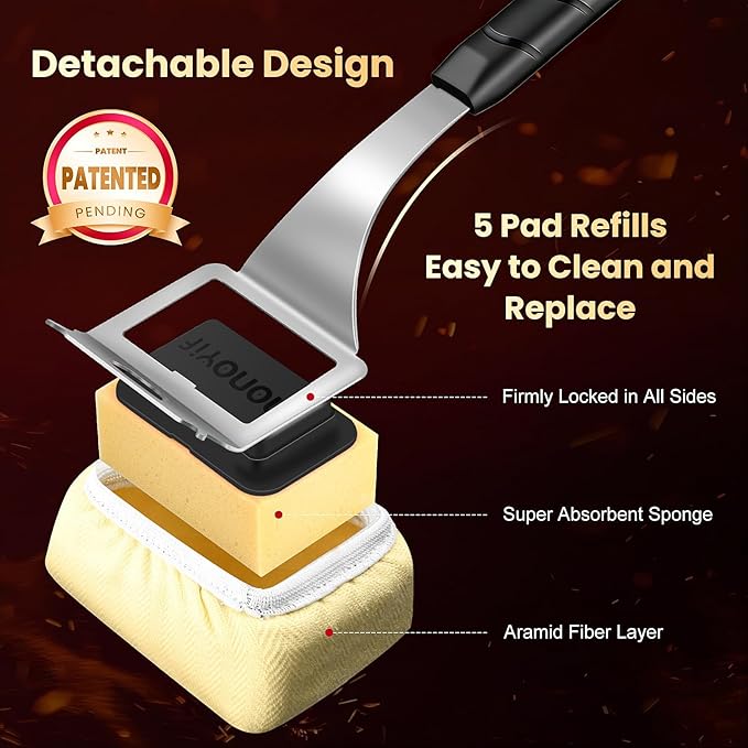 nonoYif Grill Brush Bristle Free + 5 Replaceable Pads, Grill Cleaner Brush for Outdoor Grill, Steam Grill Brush and Scraper for Cast Iron/Stainless Steel Grates, BBQ Grill Brush, Gift for Men Dad