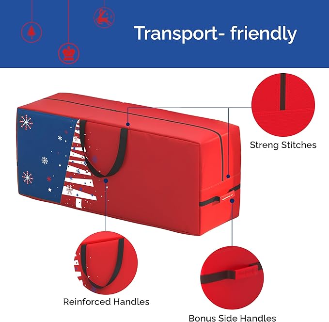 7.5 ft Christmas Tree Storage Bag - Heavy Duty 600D Polyester Oxford Versatile Bag with Wide Opening, Dual Zippers, Extra Large Storage Container for Seasonal Decor, Camping Gear, Sports Equipment