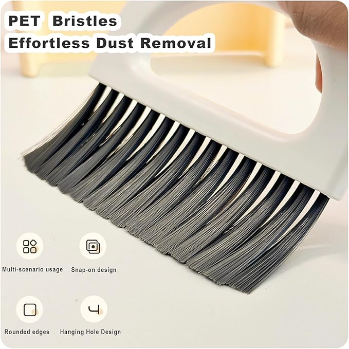 Small Dustpan and Broom Set,Mini Handheld Dust pan with Cleaning Brush Set for Home Desktop, Sofa,Office,Keyboards, Pet Care Household,Camping (Yellow)