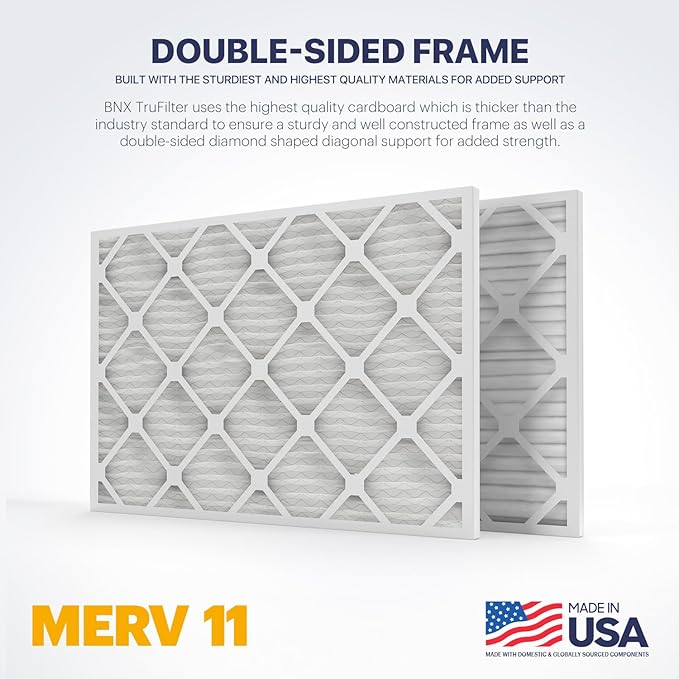 BNX TruFilter 12x24x1 Air Filter MERV 11 (4-Pack) - MADE IN USA - Allergen Defense Electrostatic Pleated Air Conditioner HVAC AC Furnace Filters for Allergies, Dust, Pet, Smoke, Allergy MPR 1200 FPR 7