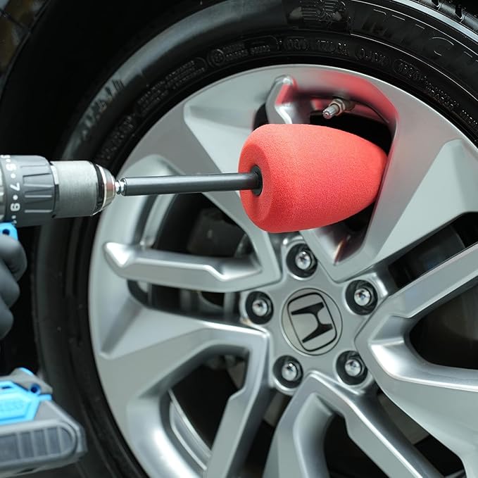 SPTA Metal Polishing Tool, Auto Cylindrical Metal Polish Buffing Polishing Ball, Drill Buffing Sponge Pads Buffing Wheel for Drill Foam, Sponge Buffing for Automotive Car Wheel Hub Care