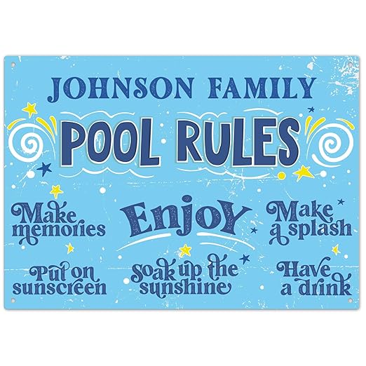Custom Pool Sign, Fun Pool Rules For Pool Decor Sign, 10x14 Inches, Rust Free .040 Aluminum, Fade Resistant, Made in USA by Sigo Signs