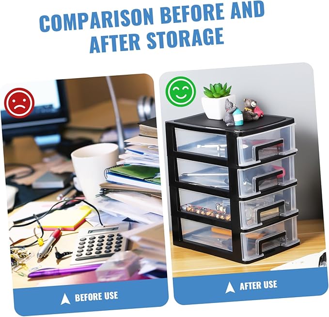 DOITOOL 4 Tier Plastic Drawer Type Closet Plastic Home Office Storage Organizer Makeup Organizer Storage Station Cubes Cosmetics Jewelry Box for Bathroom Dorm Desk Office