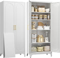 75" Tall Pantry Storage Cabinet, Tall Kitchen Pantry Storage Cabinet with Doors and 4 Adjustable Shelves, Freestanding Cupboard for Kitchen, Dining Room, Living Room, Bathroom, White