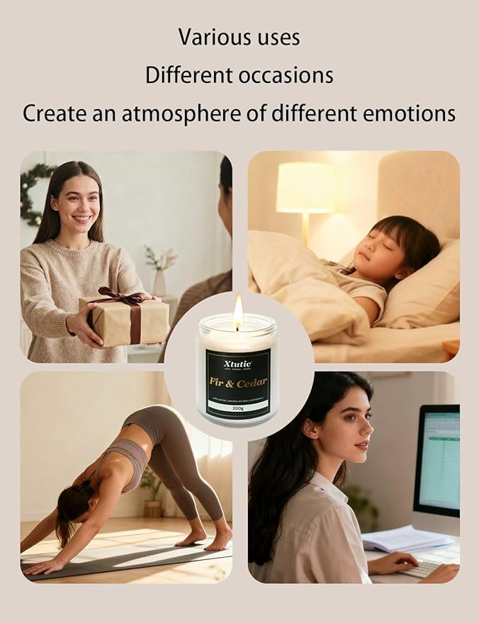 Scented Soy Candles Sets, 7oz in White Frosted Jar - 200-Hour Burn Time, Aromatherapy Candle for Home Decor, Cozy Gifts for Any Occasion,Ideal Gifts for Women