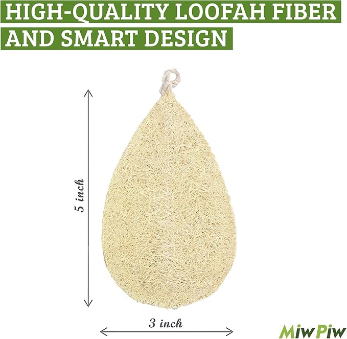 Miw Piw Natural Loofah Dish Sponge Pack 3 Vegetable Scrubber for Kitchen -100% Biodegradable Compostable Dishwashing Scouring Pad Zero Waste Plastic Free Eco Friendly Sustainable