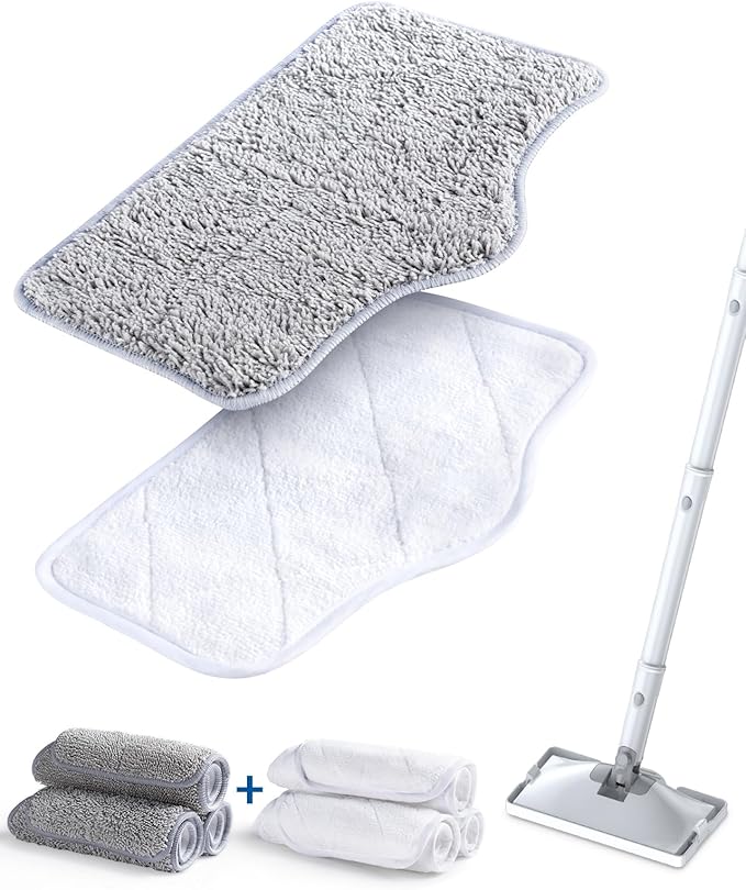 LABIGO Steam Mop Replacement Pads - 6 Pack Machine Washable Microfiber Cloths, Reusable Cleaning Pads