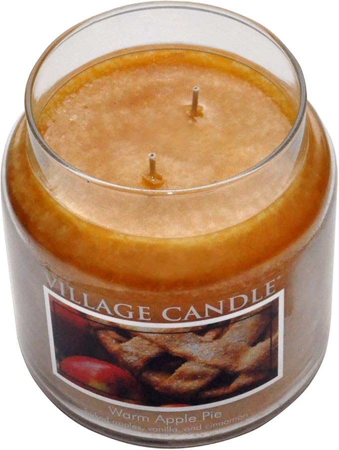 Village Candle Warm Apple Pie Large Glass Apothecary Jar Scented Candle, 21.25 oz, Brown (Pack of 6)