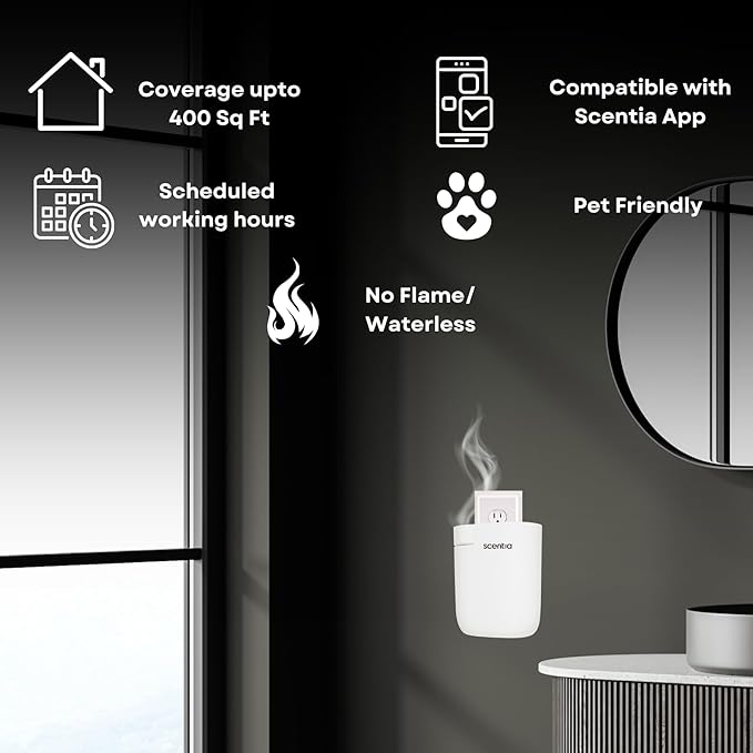 Home Scent Diffuser Starter Kit |Plug in Waterless Aroma Diffuser for Essential Oils for Home, Office, Spa | Covers up to 500 Sq. Ft. | White | 20 ml Oil Included - Christmas