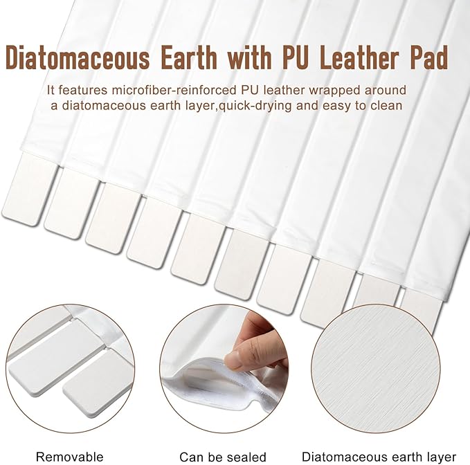 Large Stone Drying Mat for Kitchen Counter with PU Leather, Quick Drying Collapsible Dish Drying Mats,25"(L)×16"(W) Absorbent Diatomaceous Earth Mats for Dishes Bottles Cups,Match Any Countertop