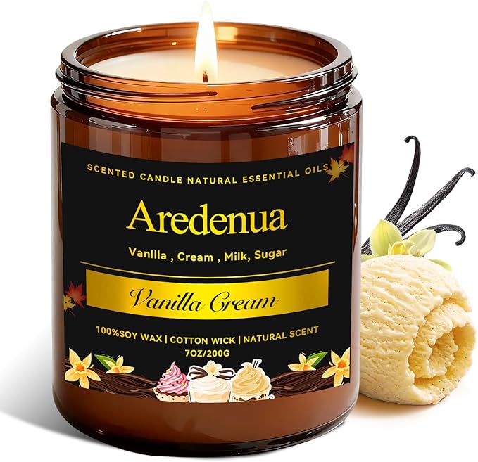 Vanilla Cream Odor Eliminating Candles – Home Deodorizing Soy Candles for Removing Pet, Kitchen & Bathroom Odors, Fresh Air Scented Candle with Clean Vanilla Aroma, Long-Lasting Odor Remove Candle