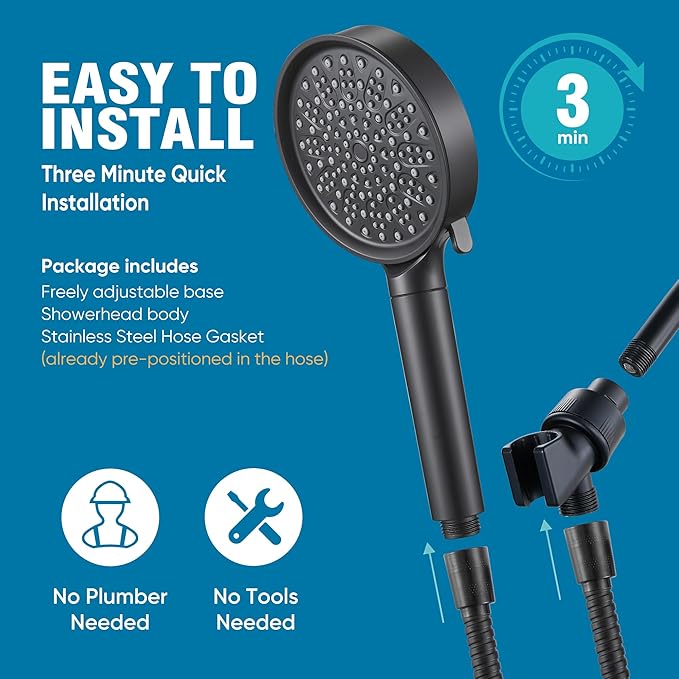 Cobbe Filtered Shower Head with Handheld, High Pressure 6 Spray Mode Showerhead with Filters, Water Softener Filters Beads for Hard Water - Remove Chlorine - Black