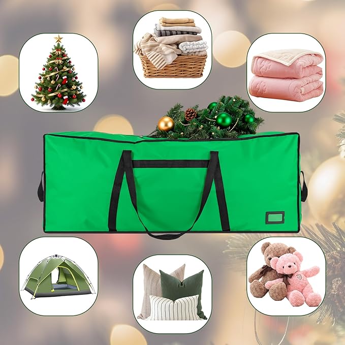 4.5 ft Christmas Tree Storage Bag, Heavy Duty Christmas Tree Bag with Reinforced Handles and Dual Zippers Wide Opening, Large Capacity fits for Artificial Christmas Tree (Green, 4.5 ft)