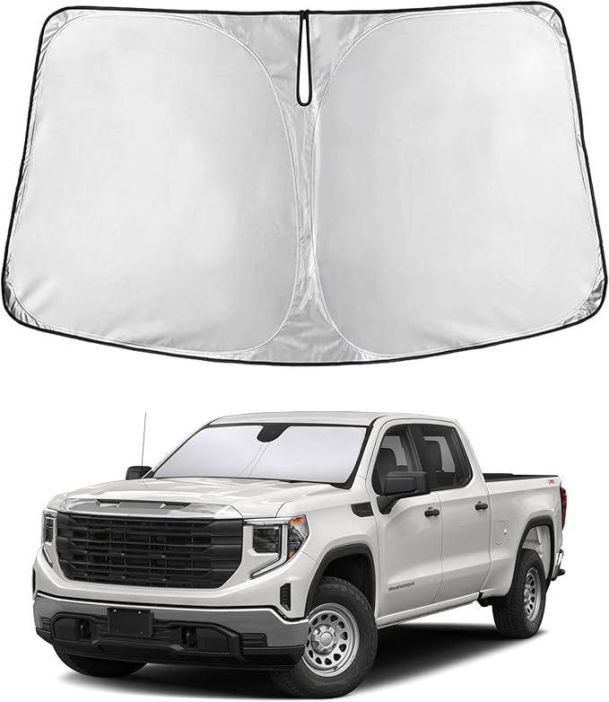 Econour Windshield Sun Shade for Chevrolet Silverado & GMC Sierra 2019–2023 2024 2025 2026, Car Windshield Sun Shade & Window Cover, Reflective UV & Heat Blocker, Foldable Sun Visor, Car Accessories