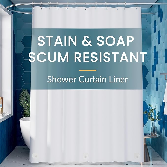 Titanker White Shower Curtain Liner 72 x 84 Extra Long Shower Liner Plastic Washable Shower Curtain Liner PEVA Shower Curtains for Bathroom with Magnets and Rustproof Metal Grommet Holes