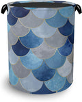 Mermaid Fish Laundry Hamper,Dirty Clothes Laundry Basket with Handles Waterproof Oxford Cloth Storage Basket for College Dorms Bathroom Bedroom 16" x 20.8"