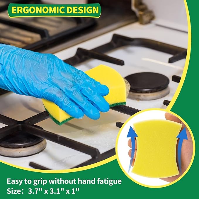 HOMERHYME Heavy Duty Sponges 60 Pack, Sponges Kitchen Double-Side Scratch-Free Dish Sponges, Sturdy Kitchen Sponge For Dishes, Multipurpose Cleaning Supplies For Home And Kitchen, Bathroom & Household