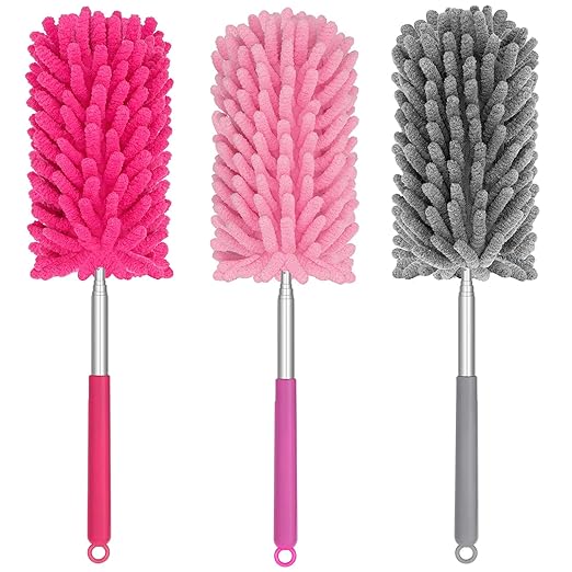 TIMIVO Mini Duster for Cleaning, 360° Bendable Hand Dusters with Extension Pole, Washable Small Duster for Car Interior, Office, Furniture