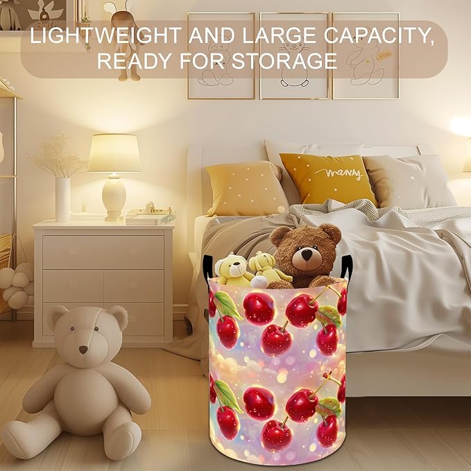Beach Laundry Basket Hamper 19.7"x15.8", Ocean Starfish Foldable Waterproof Oxford Clothes Storage Bucket for Room Bathroom Bedroom Nursery Decor, Toy Organizer Bins Gifts for Kids Boys Girls