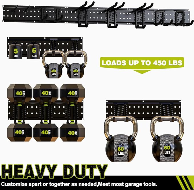 NattyDot Garage Tool Organizer Wall Mount 49.5inch with 9 Hooks Ski Rack for Garden Shovel Holder Garage Wall Organizer Wall Mount Tool Holder for Rack Shovel Shed(Black)