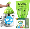 GreFusion Compostable Trash Bags for Kitchen Compost Bin 1.2 Gallon,150 Count,Compost Bags Small for Food Scrap Waste Bags for Countertop Bin Certified by BPI,ASTM D6400 and OK Compost