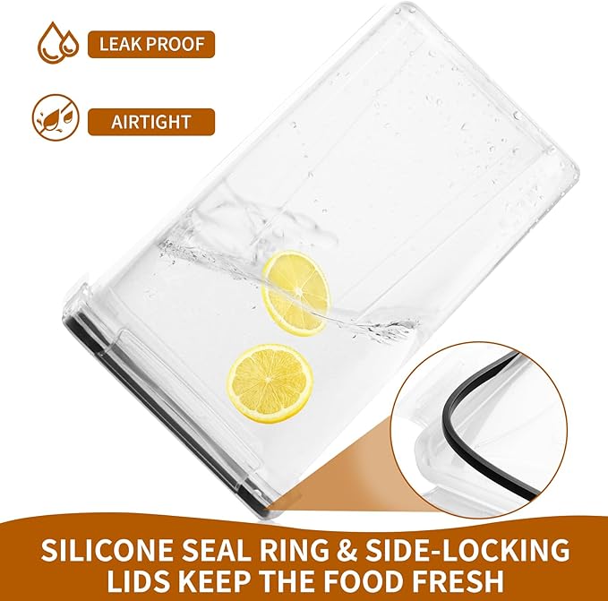 HKJ Chef 4 Pack Extra Large Airtight Food Storage Containers with Lids (6.5L / 220 oz), BPA Free Plastic Kitchen and Pantry Organization Contianers for Cereal Flour and Sugar Storage, Labels & Marker