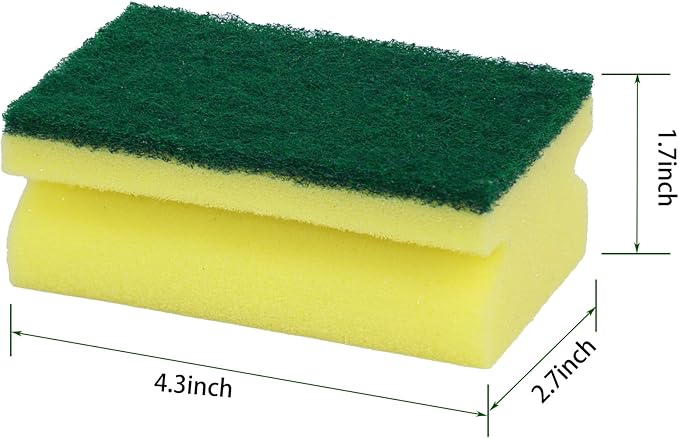 NESTLY Sponges, Eco Non-Scratch Scrub Pads, Dish Scrubber for Cleaning Kitchen and Dish Cleaning,12 Scrubbing Sponges+ Draining Rack