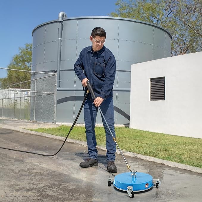 Wexo Palindrog 19" Pressure Washer Surface Cleaner with 4 Wheels, Coated Blue Stainless Steel Power Washer Surface Cleaner for Driveway Sidewalk Patio, 1/4" Quick Connector, 2 Extension Wand, 4000 PSI