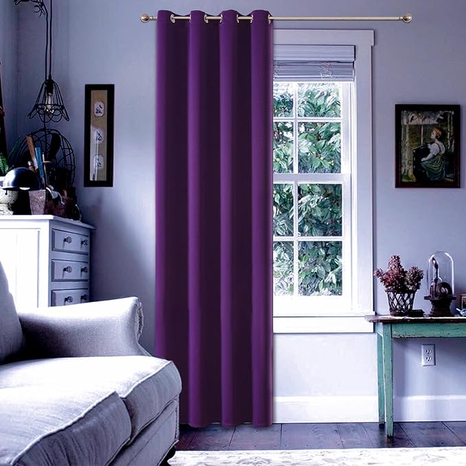 ChrisDowa Blackout Curtains 108 Inches Long for Living Room, Grommet Thermal Insulated Room Darkening Curtains for Bedroom (1 Panel Set, Royal Purple, 52W x 108L)