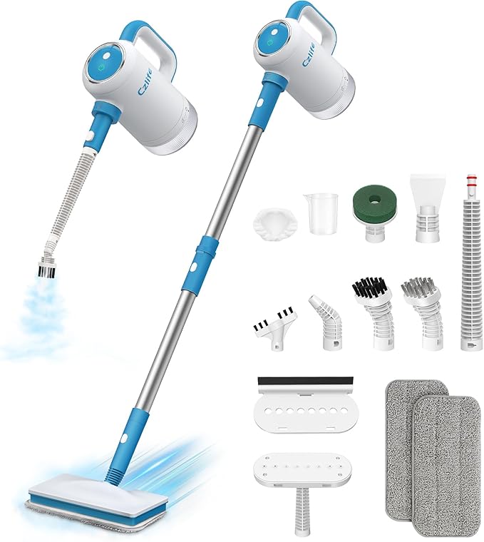 Czlife 13-in-1 Steam Mop, Handheld Steam Cleaner for Home and Floor Cleaning, Floor Steamers for Hardwood and Tile with Attachments, Electric Mop for Grout Laminate Couch Clothes Carpet, Corded