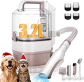 Crazydeer Dog Grooming Vacuum, 12000Pa Powerful All-in-One Pet Grooming Vacuum for Dogs Cats, Low Noise Pet Hair Clipper with 3.2L Dust Cup for Shedding Pet Hair, Low Noise, 3 Levels, White