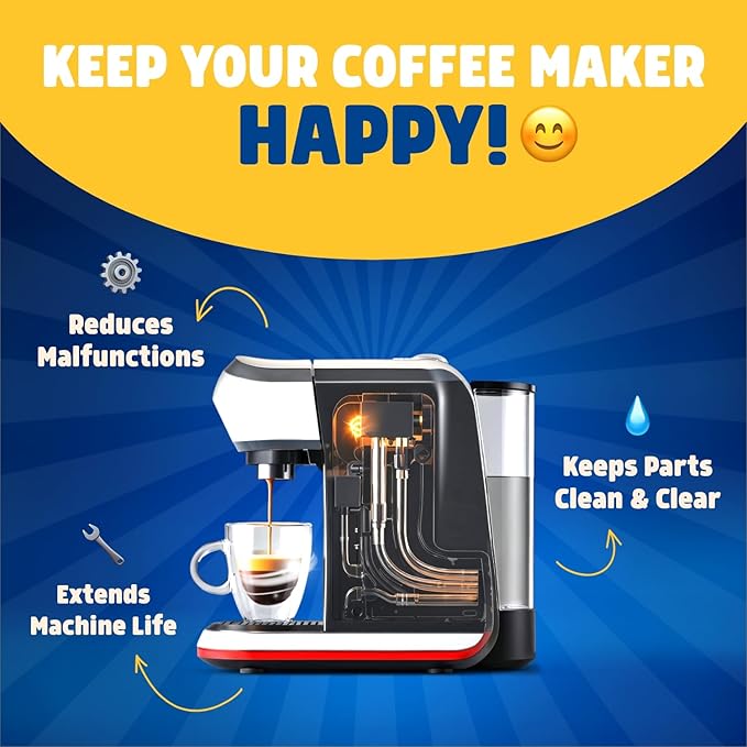 THE BIG FIZZ Coffee Maker Descaler - Easy to Use Coffee Machine Tablets Compatible with All Major Brands - Fast Acting Descaling Tablets Preserves Brew Flavor & Machine Longevity (12 Count)