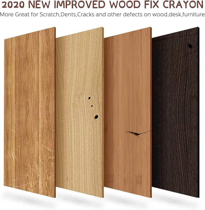 SEISSO Wood Furniture Markers Touch Up, Wood Floor Scratch Repair Kit, Wood Filler Wax Stick Crayons for Wooden Floor Table Door Cabinet Scratches Holes Floor Laminate Carpenters, 10 Colors