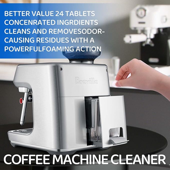 Cozeoa 24 Count Coffee Machine Descaler Tablets - Fast-Acting Effervescent Cleaner for Nespresso, Keurig, DeLonghi, Espresso & Drip Makers, Remove Mineral Deposits & Stains, Plant-Based & Septic Safe