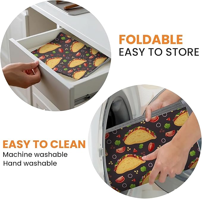 Dish Drying Mat For Kitchen Counter, Tacos Microfiber Absorbent Dish Drainer Rack Pad Reusable Large 18x24in Drying Mat
