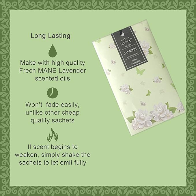 LIFFLY 14 Packs Jasmine Scented Sachets for Drawers and Closets