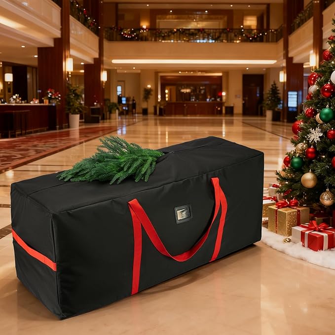 Christmas Tree Storage Bag, Fits Up to 7.5ft Tall Christmas Tree, Heavy-Duty 600D Waterproof Oxford, Durable Handles & Zipper, Holiday Xmas Storage Bag, Protects Christmas Tree and Holiday Ornaments