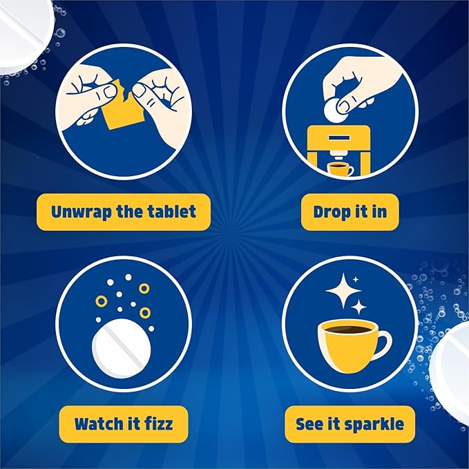 THE BIG FIZZ Coffee Maker Descaler - Easy to Use Coffee Machine Tablets Compatible with All Major Brands - Fast Acting Descaling Tablets Preserves Brew Flavor & Machine Longevity (12 Count)