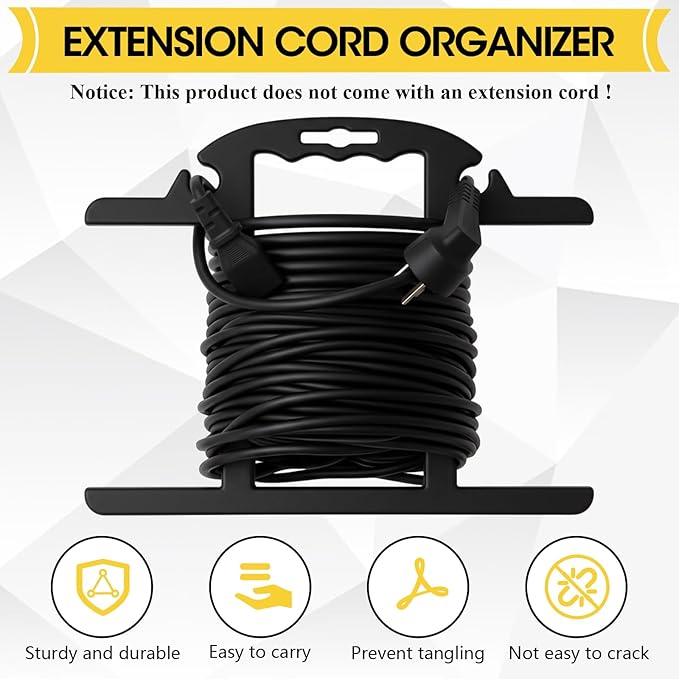 Ripeng 4 Pcs ABS Heavy Duty Extension Cord Storage Reel, Portable Christmas Light Storage Cord Organizer, Portable Hose Organizer Wrap-holds 100 Feet, H-shape Reel (Black)