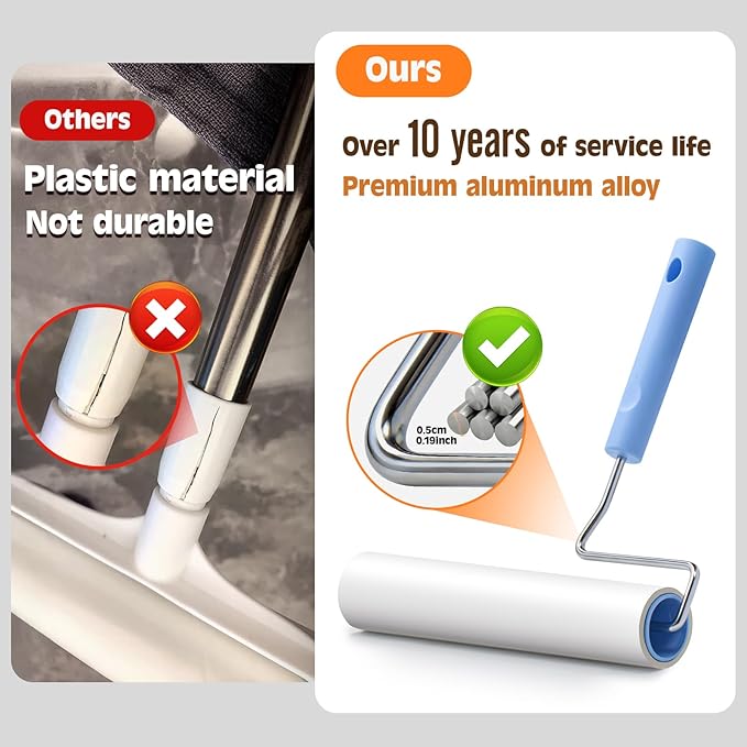 Large Lint Roller for Pet Hair Extra Sticky,10 Years Lifespan,9.45''/6.3" Pet Hair Removal Tool Roller for Dog Cat Hair,450 Sheets/5 Refills,Detachable Telescoping Extension Lint Remover Brush