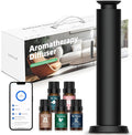 Wirless Rechargeable Waterless Scent Diffuser Kit, Includes 5 Premium Oils, 2000 Sq.Ft Coverage,Hotel Scent Diffuser for Home, Studio, Cordless Essential Oil Diffuser Large Room, APP Control - Black
