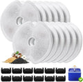 12 Packs Cat Water Fountain Filters for Ultra Silent Cat Fountain 67oz/2L with LED Night Light, Triple Filtration System Activated Carbon Filter with Pre-Filter Sponges for Pet Water Fountain