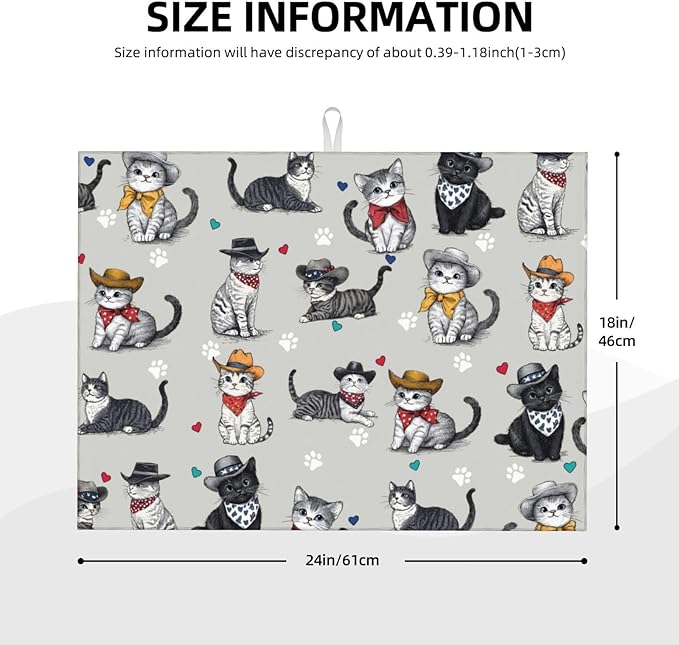 Pet Lover Cat Dish Drying Mat 18x24 For Kitchen Counter Absorbent Microfiber Dishes Pad Dish Drainer Rack Mats Fast Dry Kitchen Accessories